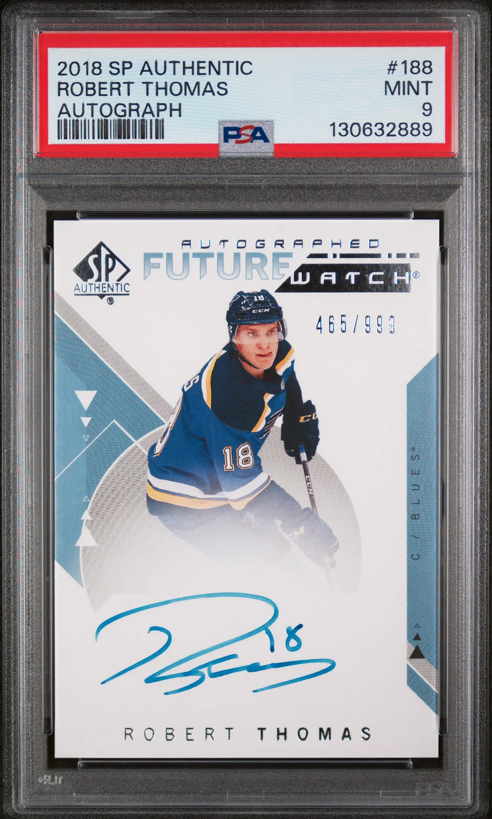 2018-19 SP Authentic Robert Thomas Future Watch Auto /999 Rookie PSA 9