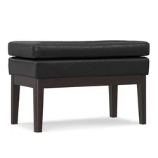 Carlson 45-inch Wide Vegan Faux Leather Ottoman Bench in Distressed Saddle Br...