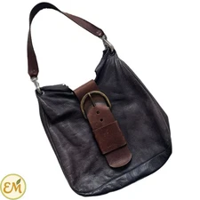 dean Leather Bag Purse Soft Hobo Slouchy Boho Hippie Buckle Distressed Rustic