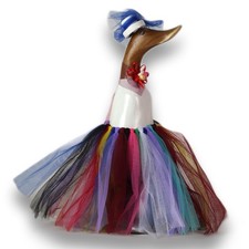 Holz Ente Lauf Ente Gartendeko Figur aus Bambus Wurzel und Teak Holz Bunt