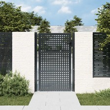 vidaXL Anthracite Steel Garden Gate 49.2" Panel Posts Lock Handle Patio Entrance