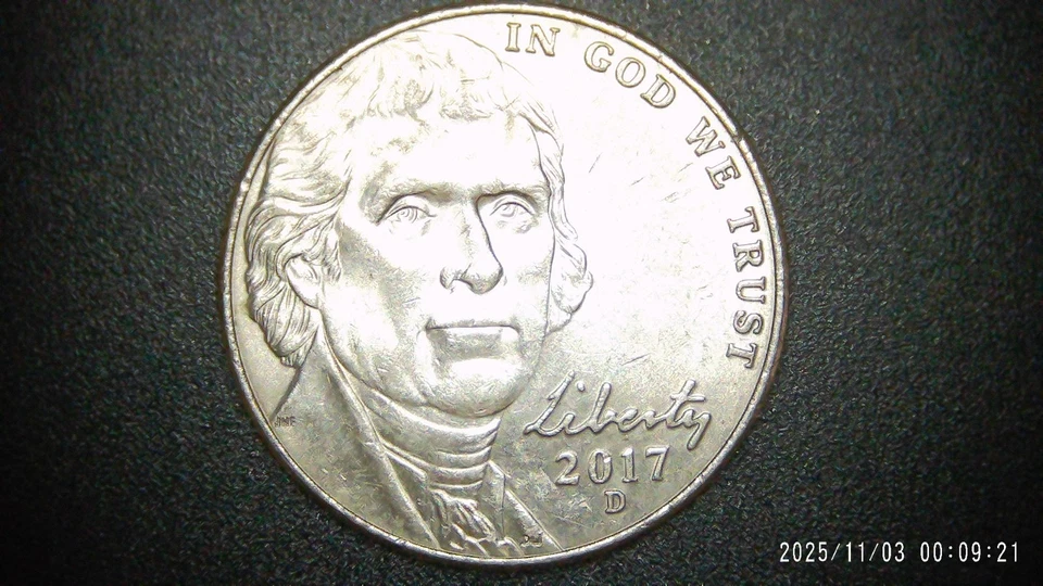2017 D Jefferson Nickel with DDD. Buy & get a free coin. - Image 2 of 3