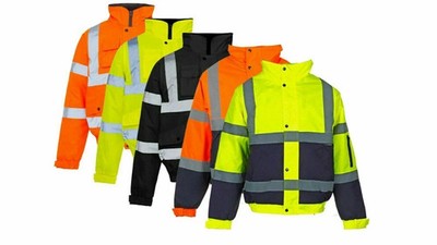 Hi Viz High Visibility Bomber Jacket 2 Tone Safety Safety Workwear ...