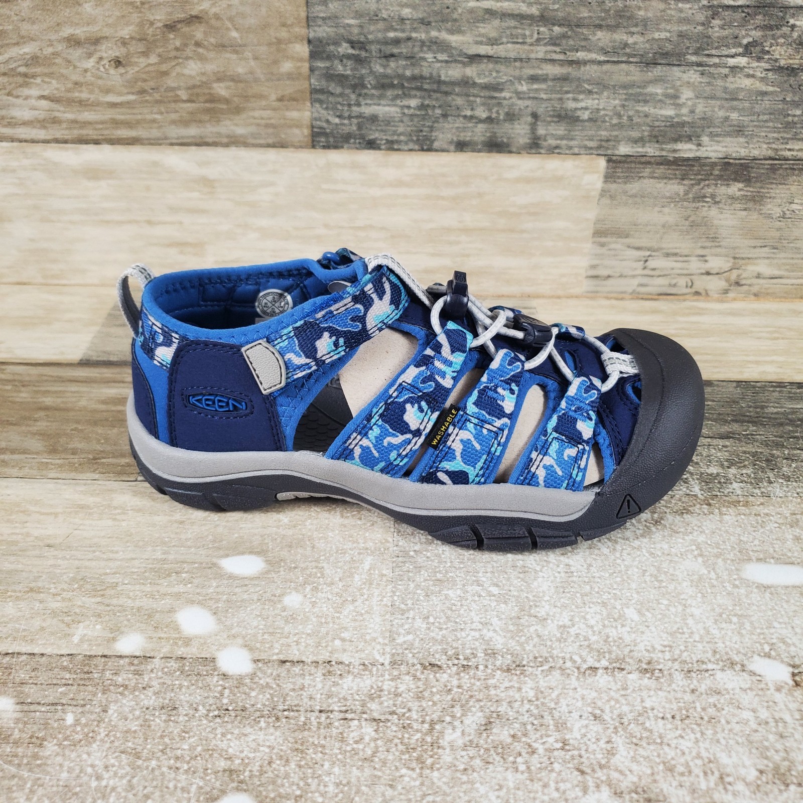 Sandali acqua Keen Newport H2 bambini taglia 3 mimetici cobalto brillante punta tonda impermeabili