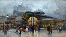 Les Halles Paris Painting by Eugene Galien Laloue Reproduction
