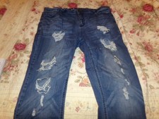 LADIES JEAN EST 1948 Womens Size 16 Denim Mid Rise Blue Denim Distressed