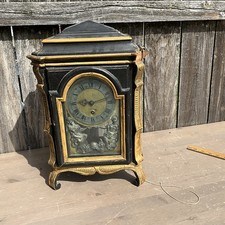 early european shelf clock , silk thread suspention , pull repeat , parts/ repai