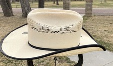 Vtg Bailey U-Rollit White Rake Jake Barns Cowboy Hat 7 1/4 USA 4” Brim 5” Crown