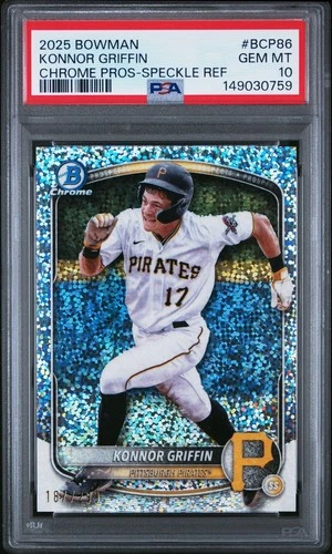 2025 Bowman Chrome Prospects Konnor Griffin #BCP-86 Speckle Refrac  /299 PSA 10