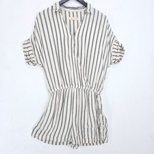 Lou  Grey Black  Ivory Faux Wrap Rayon Romper Women Size Small Oversized