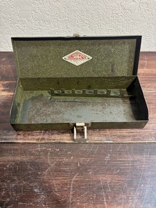 SK Tools Vintage Green Metal Socket Ratchet Box Empty Case