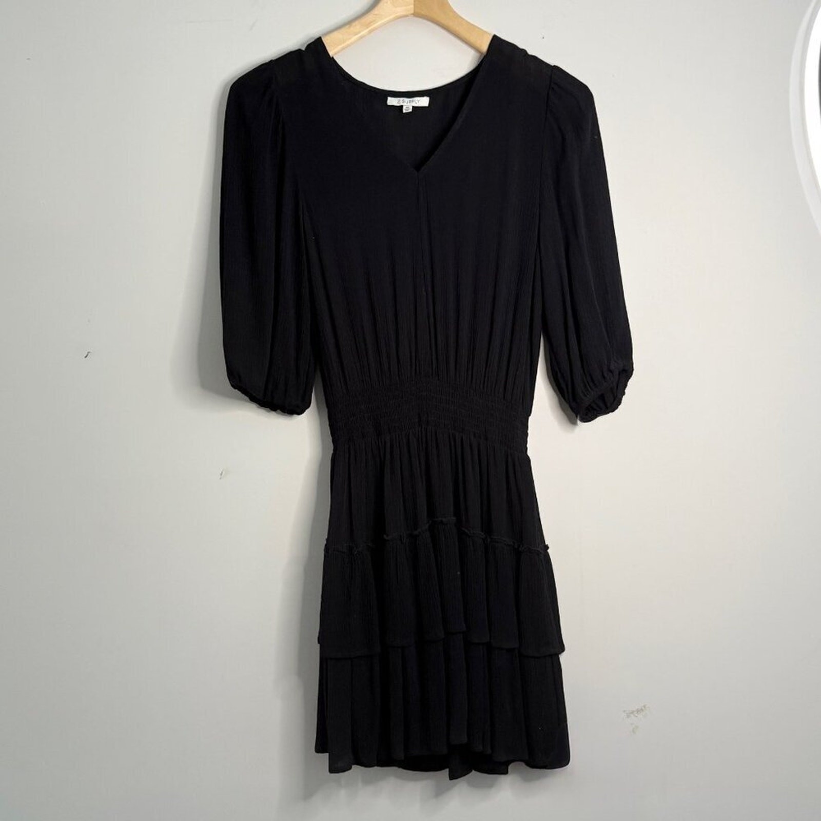 Z Supply Lightweight Stella Solid Black Mini Dres… - image 3