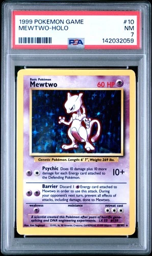 1999 POKEMON BASE SET UNLIMITED #10 MEWTWO-HOLO PSA 7