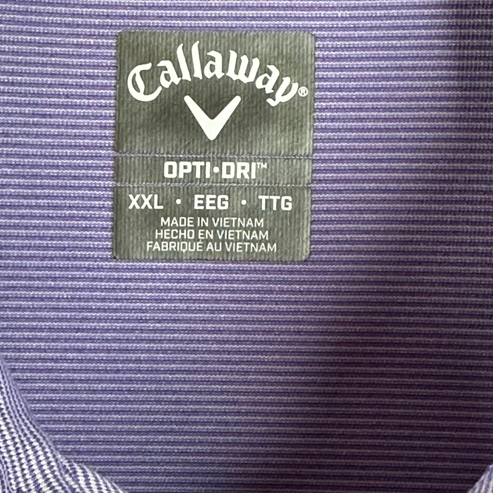 Camisa polo de golf Callaway XXL púrpura a rayas Opti-Dri Performance para hombre Foto 3 de 4