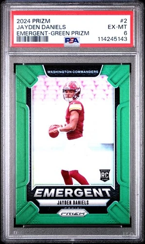 2024 PANINI PRIZM EMERGENT GREEN PRIZM #2 JAYDEN DANIELS ROOKIE RC PSA 6