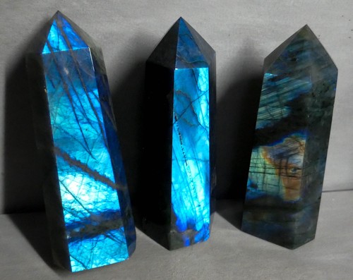 GESCHENKIDEE: 3 LABRADORIT XXL Tower, Heilstein, Edelstein GESCHENKIDEE: 3 LABRADORIT XXL Tower, Heilstein, Edelstein