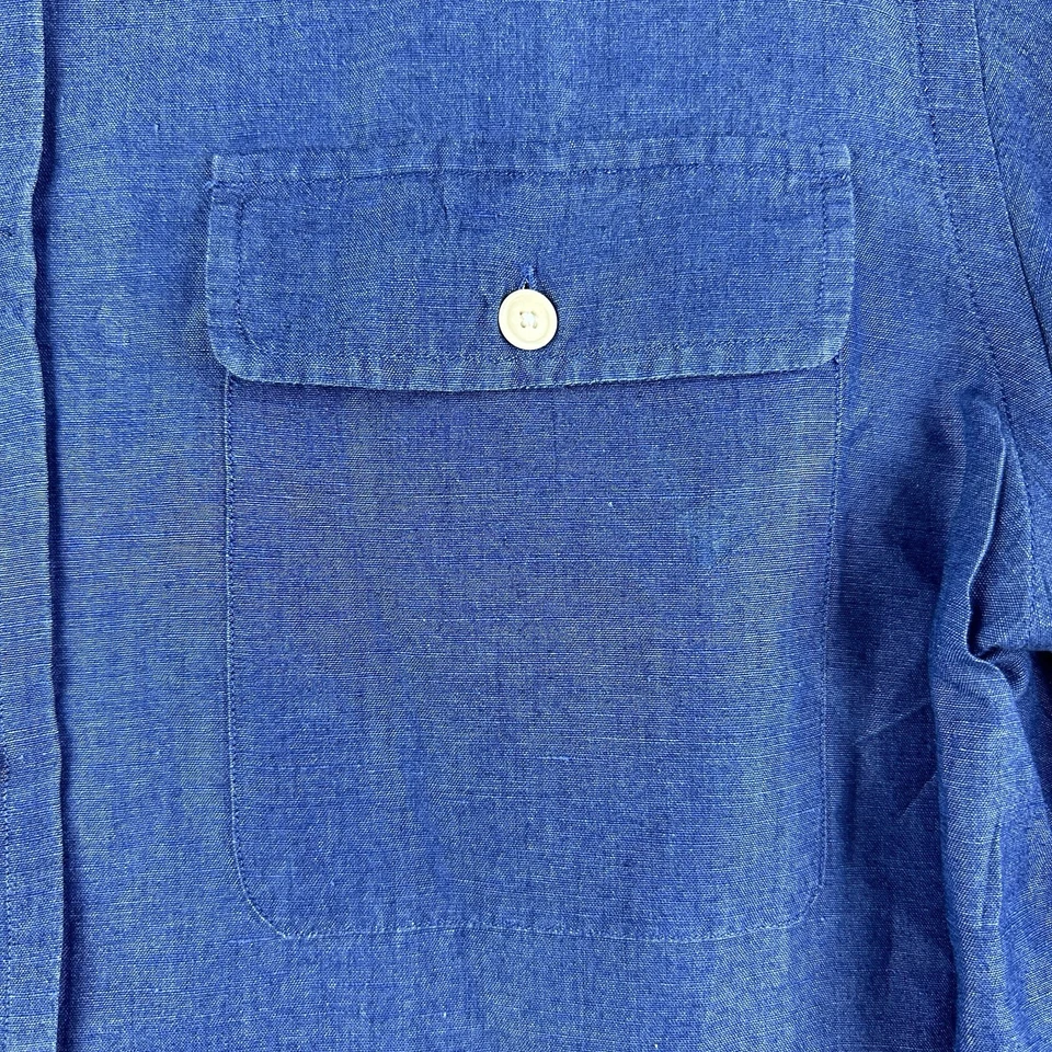 Camisa Ralph Lauren Etiqueta Púrpura Hombres M Mezcla de Lino Botón Bordado Logo Italia* Foto 3 de 4