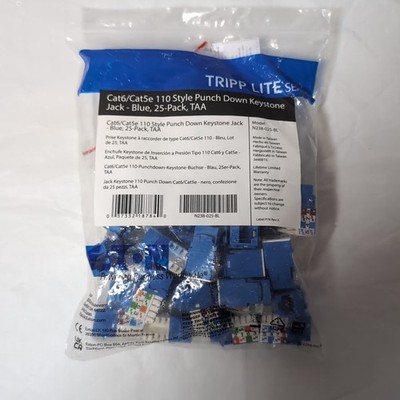 Tripp Lite N238-025-BL Cat6 Cat5e Keystone Jack Blue 25 Pack TAA