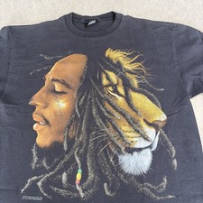 Vintage Y2K Bob Marley T-Shirt Zion Rootswear Lion Dreads Reggae Men Size XL
