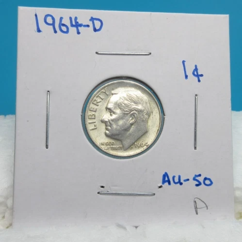 1964-D Roosevelt Dime 10 Cent COIN / 90% Silver /About Uncirculated (A)