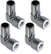 15mm - 10mm Pushfit Radiator Valve Chrome Reducing Push Fit Elbow fitting 4pk