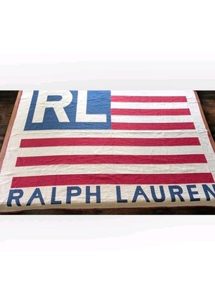 Ralph Lauren 1980 s American Flag Throw/Blanket~True VINTAGE Americana 53 x 78 