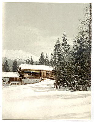 Winter Scene With Log Structure Grisons A4 Photo Print