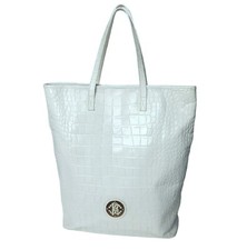 ROBERTO CAVALLI Croc Embossed White Leather T...