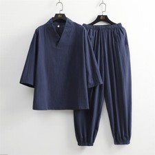 Mens Tracksuit 2-Piece Set Short Sleeve T Shirt Pants Sweatsuit Outfit Set