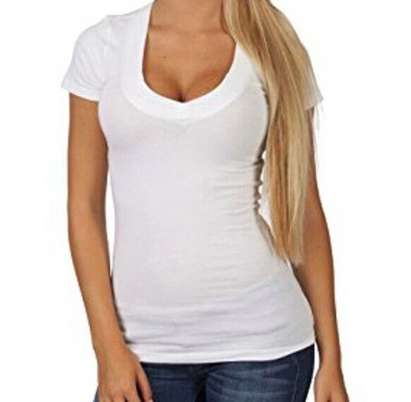 sexy plus size low-cut cleavage v-neck t-shirt tee top 1x2x3x 