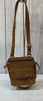 Fossil Soft Leather Adjustable Crossbody Organizer Dark Camel purse