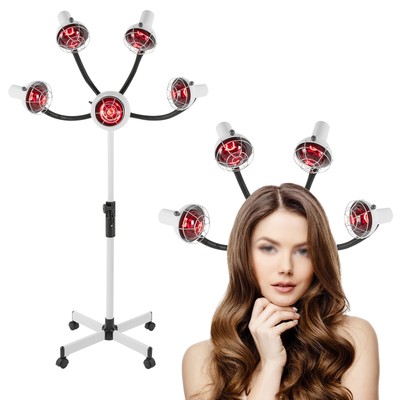 5 Head Salon Infrared Heat Lamp, Adjusting Height Styling Perming Dryer 750W