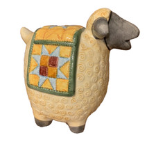 Sheep Coin Bank - Ceramic Lamb With Quilt Piggy Bank