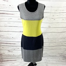 Calvin Klein Dress Women’s Medium Gray/Yellow Sweater Colorblock Sleeveless NWT