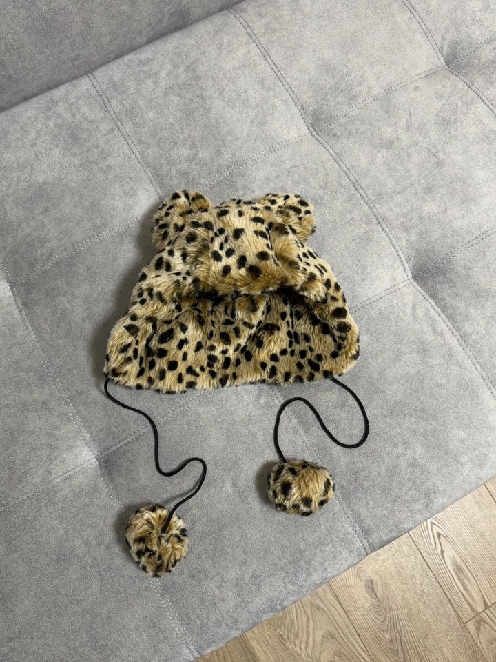 Vintage Leopard Fur Hat Trapper Fuzzy Y2K USA Ushanka Japanese Men’s Women’s - Image 4 of 4