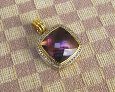 NEW DAVID YURMAN LARGE 18KYG ALBION PENDANT WITH AMETHYST & DIAMOND retail $6850