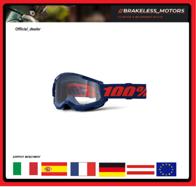 MASKE CROSS ENDURO QUAD 100% STRATA 2 NAVY TRANSPARENTE LINSE ANTIBESCHLAG