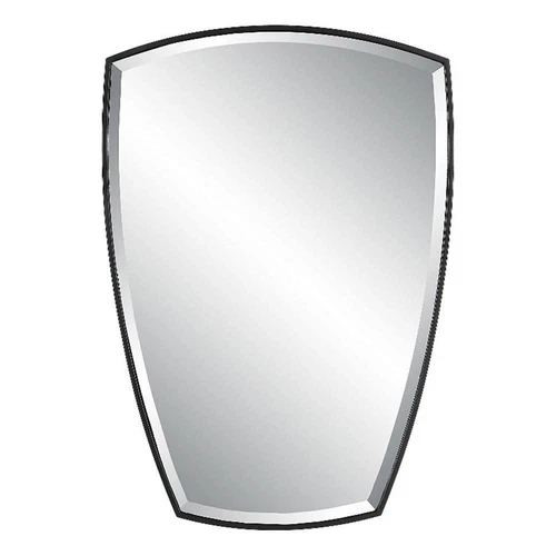 Uttermost Crest Contemporary Curved Metal Mirror in Black Finish - Picture 1 of 6