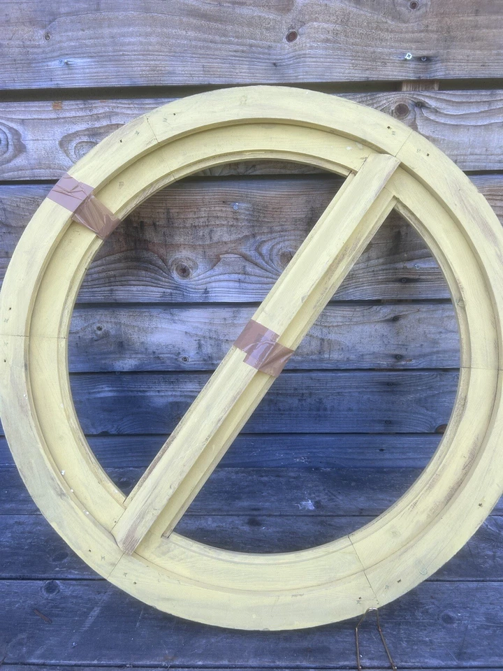 80cm Fenêtre Ronde Ancienne Demi Cercle Lune Imposte Sphère Château Rénovation - Photo 4/4