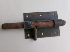 verrou ancien tirette targette coulissant, fer forgé,