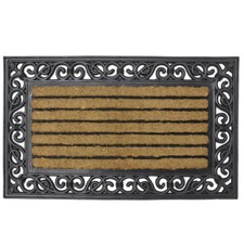 JVL Karina Scrolled Border Coir Rubber Outdoor Entrance Door Mat