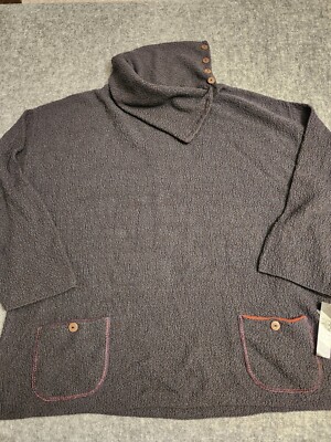 Margaret Winters Sweater Womens XXL Black CottonBlend Cowl Neck Artsy  Lagenlook