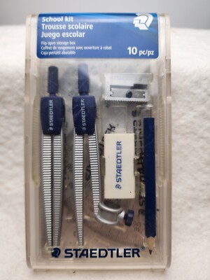 Staedtler Drafting Supplies Protractor Triangle Compass School Kit Vintage