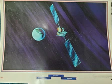 Authentic Spacenet Communications Satellites poster - circa early 1980s