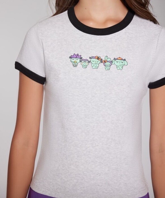HELLO KITTY X FOREVER 21 ZOMBIE Green Monster Womens Gray T Shirt