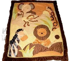 3A WOW LN LAMBS  IVY CoCoA Jungle Safari Zoo Animals Crib Comforter Blanket