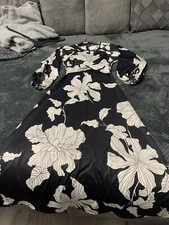 Evening Dress 2XS Black & White Flowers