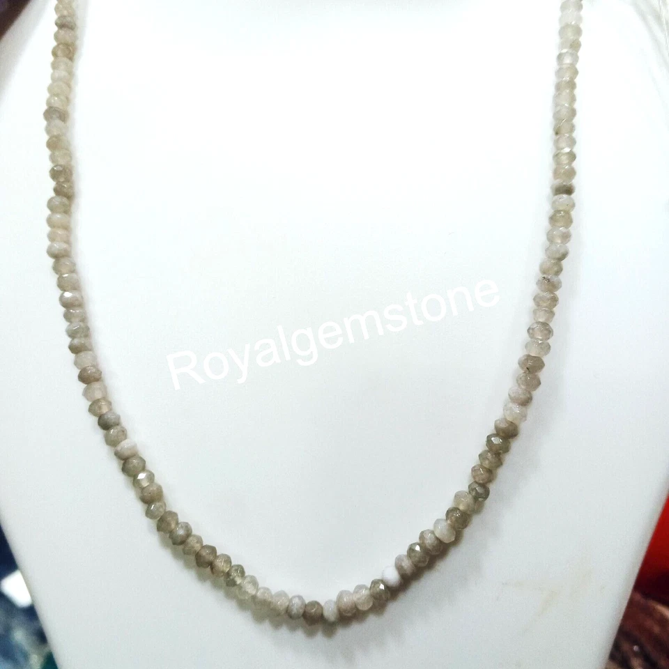 天然灰色月光石圆形刻面半珍贵 12-36 英寸股月光石 — 第 2/4 张图片