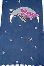Batik Scarf, Rayon - Fairy Moon  Stars, 10 by 60 Inches, Fringed, Variation