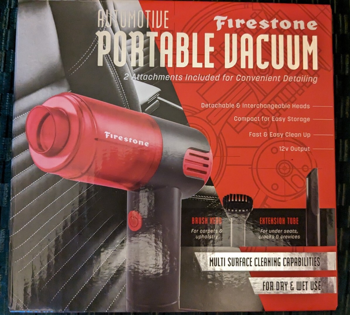 Firestone Car Portable Vacuum W/2attachments
